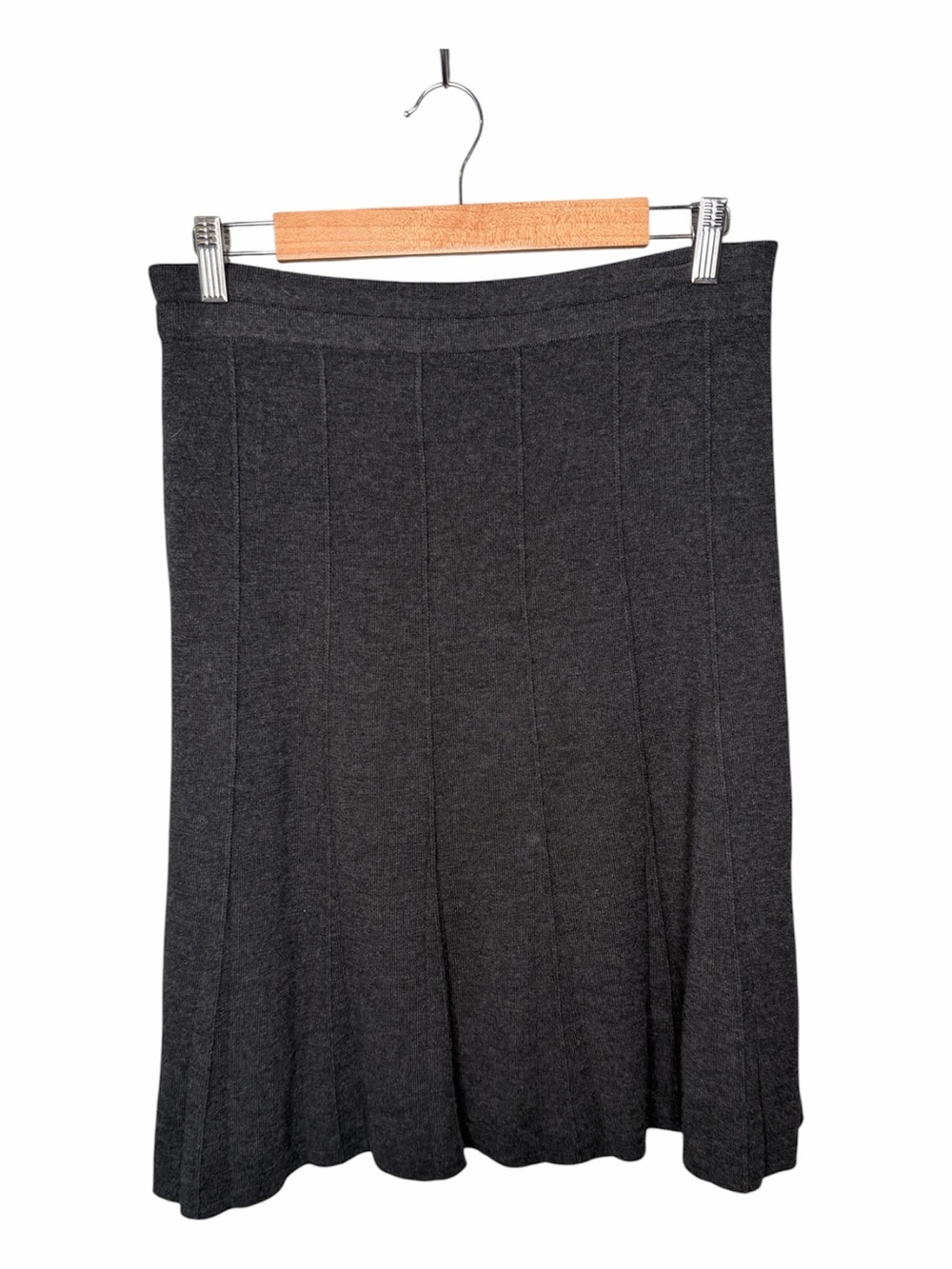 Eileen Fisher Merino Wool Pleated Knit Knee Length Skirt - Picture 2 of 10